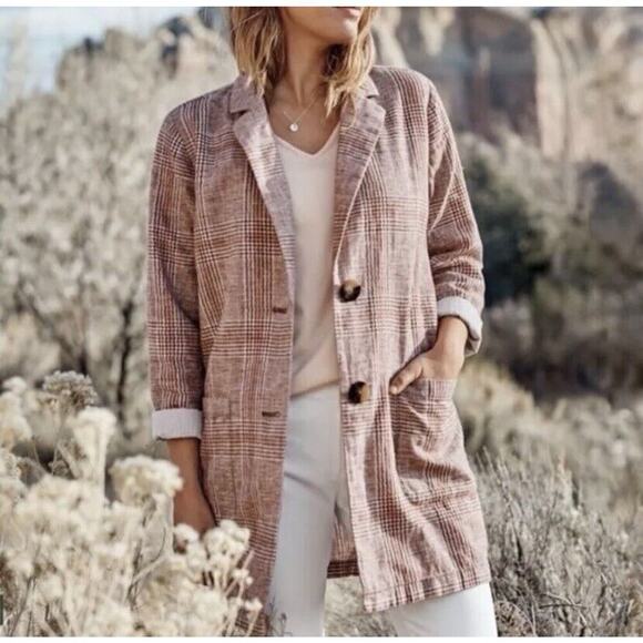 J. JIll Harper Lagenlook Linen Blend Unstructured Blazer Womens Size Large - Picture 3 of 13